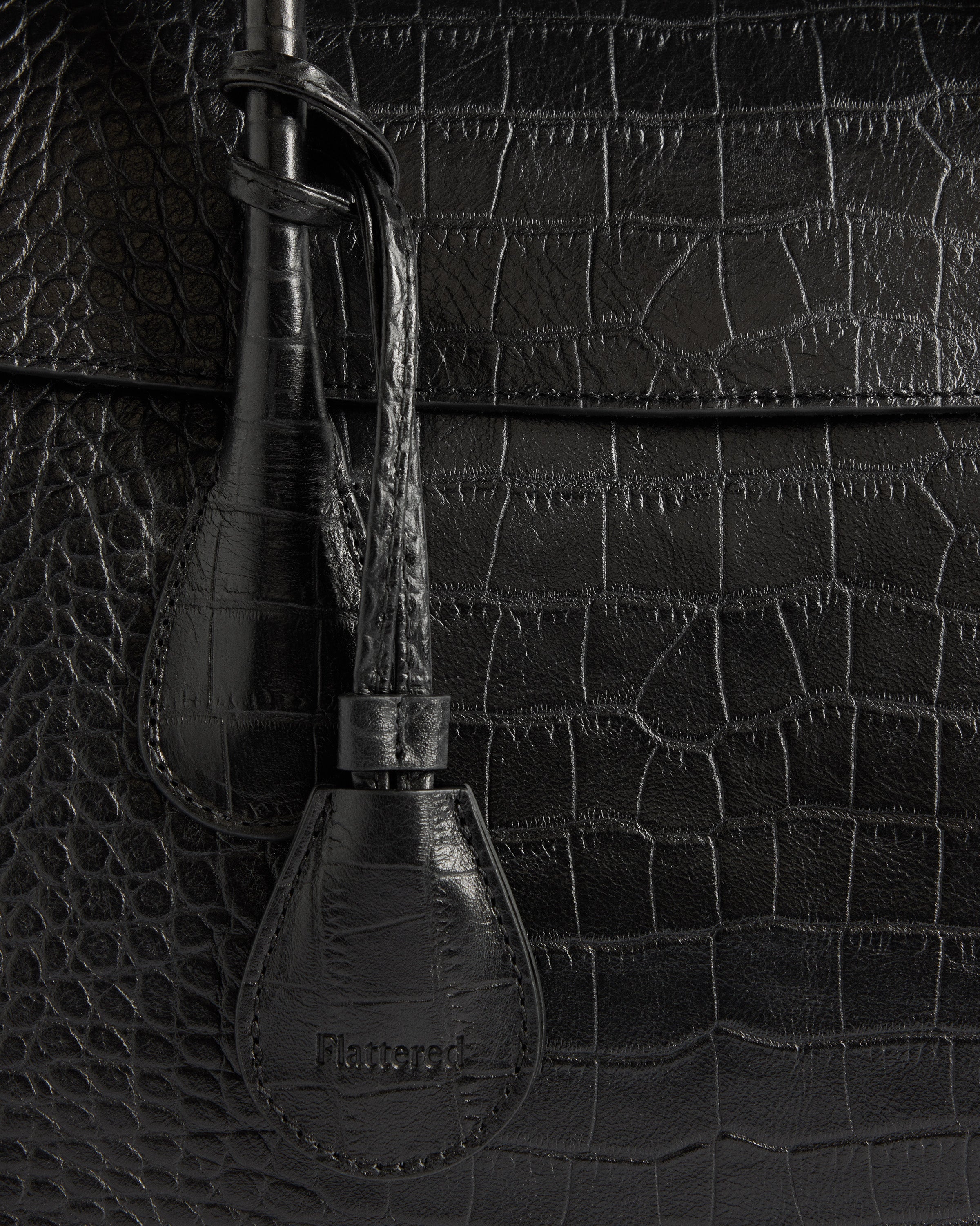 Lydia Tote Bag Leather Black Croco